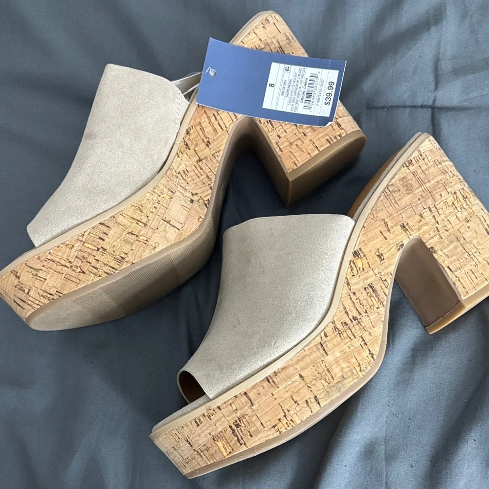 Universal Thread Cream Platform Mules - Picture 1 of 4